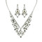 Vintage Style Elegant Necklace Earrings Set Cubic Zirconia Silver