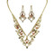 Vintage Style Elegant Necklace Earrings Set Cubic Zirconia Peach