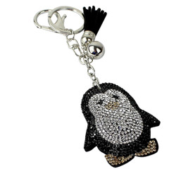 Penguin Rhinestone Keychain with Soft Padded Backing