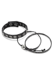BLACK AND SILVER-TONE BRACELET SET