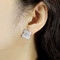 Cubic Zirconia Flower Petal Stud Earrings Silver