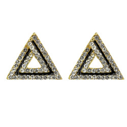 Art Deco Triangle Shaped Stud Earrings Cubic Zirconia Gold