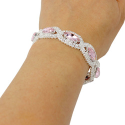 Cubic Zirconia Two Tone Bracelet Pink