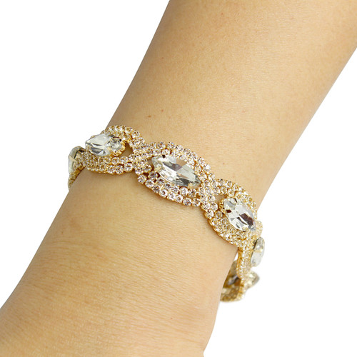 Cubic Zirconia Two Tone Bracelet Gold