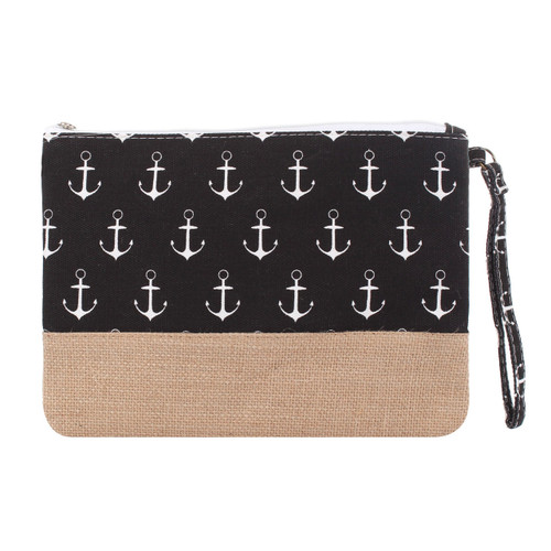 Anchor Makeup Bag Two Toned Canvas Hemp Black