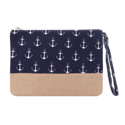 Anchor Makeup Bag Two Toned Canvas Hemp Navy