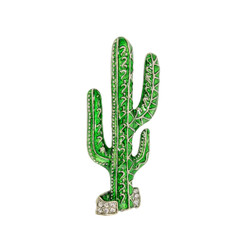 Cactus Brooch Silver Tone