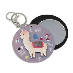 Llama Compact Mirror Key Chain Charm