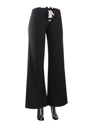 Black Palazzo Pants Laceup Waist One Size