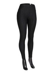 Compression Faux Jeggings with Dotted Lines Black