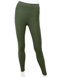 Compression Faux Jeggings with Dotted Lines Olive
