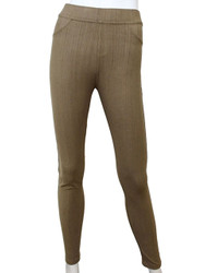 Compression Faux Jeggings with Dotted Lines Khaki