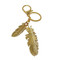 Rhinestone Feather Keychain Bag Charm Gold
