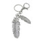 Rhinestone Feather Keychain Bag Charm Silver