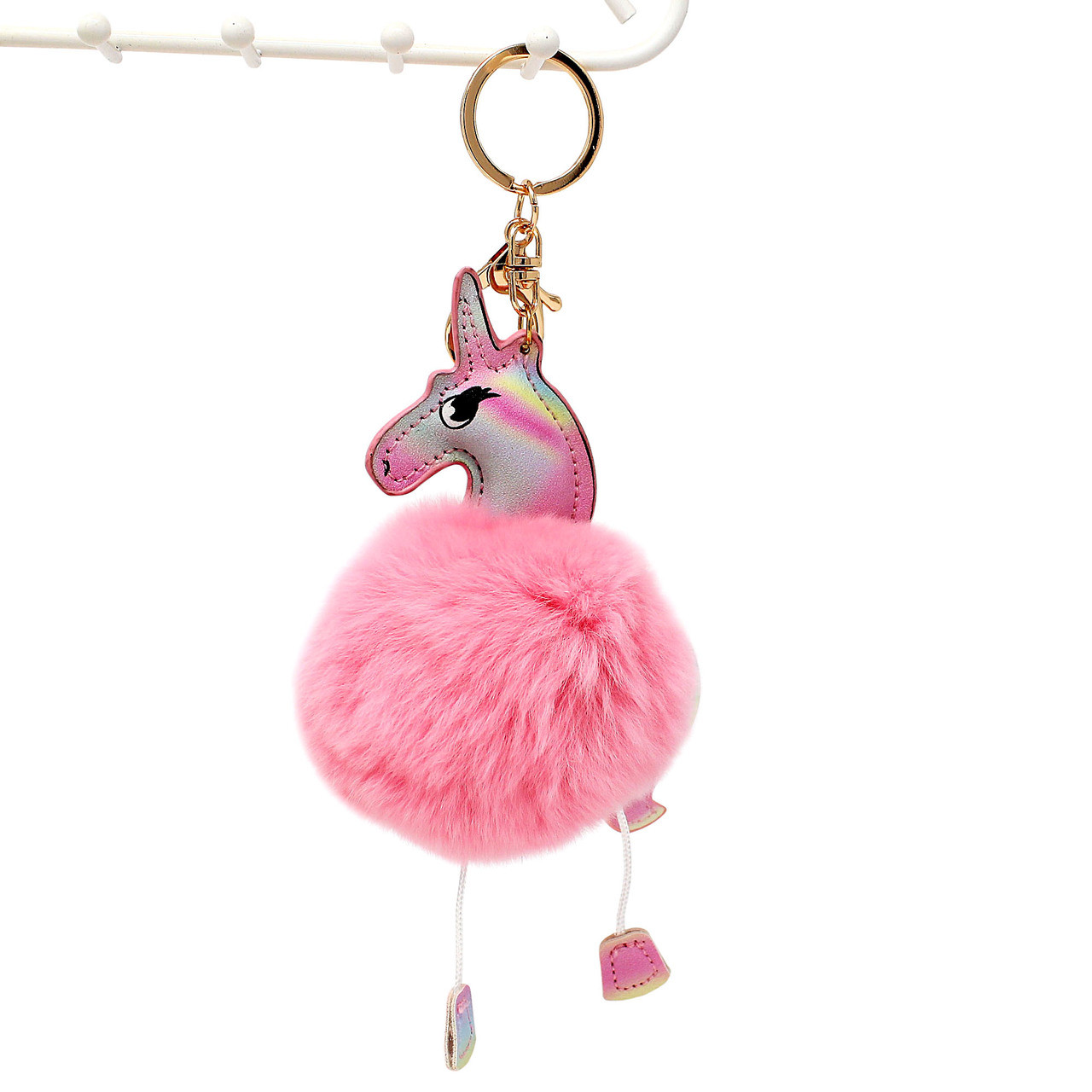 Unicorn with Soft Pom Pom Purse Charm Keychain Pink | Whereboutiqueshop