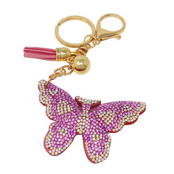 Pink Butterfly Key Chain with Soft Padded Felt Backing