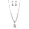 Rhinestone Teardrop Necklace Earrings Set Silver