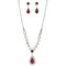 Rhinestone Teardrop Necklace Earrings Set Silver