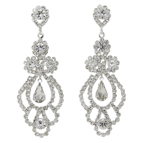 Cubic Zirconia Chandelier Earrings 2.5 Inches Clear