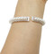 Adjustable Faux Pearl Crystal Cuff Bracelet Silver