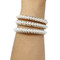 Adjustable Faux Pearl Crystal Cuff Bracelet Silver