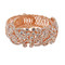 Wrap Around Rhinestone Flowers Wide Bangle Bracelet Rose Gold