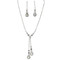 Rhinestone Double Drop Y-shape Necklace Earrings Set AB Silver Tone