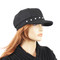 Baker Boy Sueded Cap with Faux Pearls Black