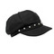 Baker Boy Sueded Cap with Faux Pearls Black