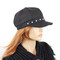 Baker Boy Sueded Cap with Faux Pearls Black