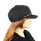 Baker Boy Sueded Cap with Faux Pearls Black