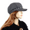 Baker Boy Sueded Cap with Faux Pearls Grey
