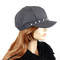 Baker Boy Sueded Cap with Faux Pearls Grey