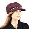 Baker Boy Sueded Cap with Faux Pearls Burgundy
