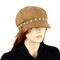 Baker Boy Sueded Cap with Faux Pearls Khaki