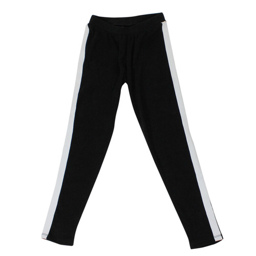 Girl's Stripe Detail Sweatpants Soft and Comfy Black Medium