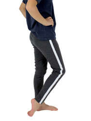 Girl's Stripe Detail Sweatpants Soft and Comfy Dark Grey Medium