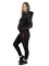 Black Brushed Hoodie and Sweatpants Set with Red Green Stripes for Women (S-M)