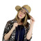 Virginy Straw Hat Leopard Print Band Khaki