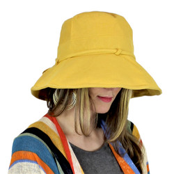Wired Cotton UV Hat for Women Mustard