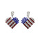 Dangling American Flag Heart Earrings Silver Tone