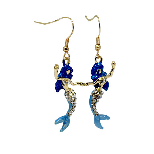 Mermaid Earrings with Crystals Aqua