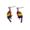 Crystal Parakeet Earrings Multicolor Silver Tone