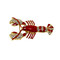Red Lobster Brooch Pin Crystals Gold Tone