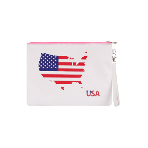 Large Padded Makeup Bag Wristlet Envelope USA Map