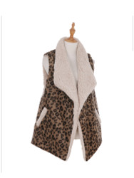 Soft Sherpa Vest High Low Open Front Fits Medium to Large Cheetah Print
