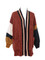 Knitted Corduroy Cardigan Sweater Color Block with Pockets Soft and Silky Brick