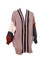 Knitted Corduroy Cardigan Sweater Color Block with Pockets Soft and Silky Pale Pink