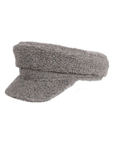 Cozy Sherpa Baker Boy Cap Newsboy Hat for Women Grey