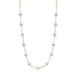 Lauren Conrad Faux Pearl Long Necklace with Ribbon Pink
